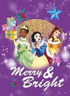 Kerstkaart Disney prinsessen Merry and bright